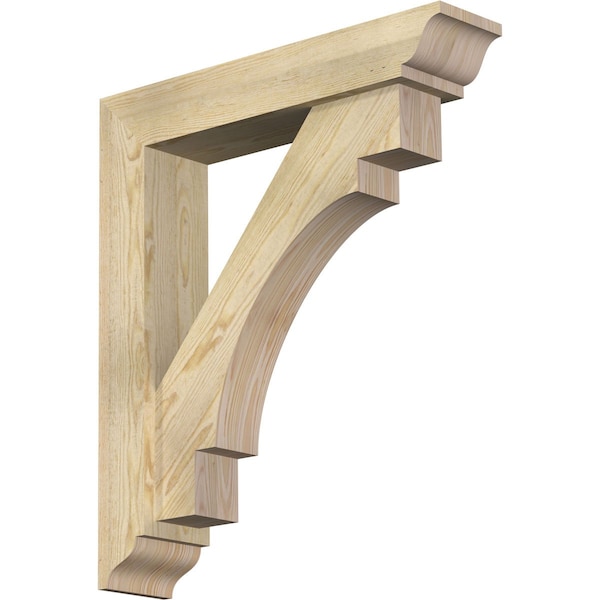 Ekena Millwork Merced Traditional Rough Sawn Bracket w/ Offset Brace, Douglas Fir, 6"W x 28"D x 32"H BKT0604X28X32MRC01RDF - main